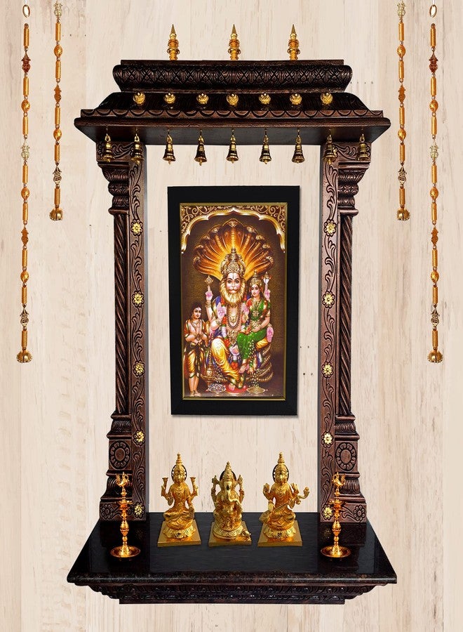 101Temples - Lakshmi Narasimha Swamy God Wooden Photo Frame with Wall Hook (10 x 13“, Matt Finish) - Image 2